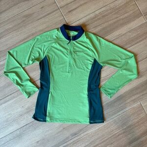 Title Nine Green/Blue Zip-Up with Pockets - Size Medium
